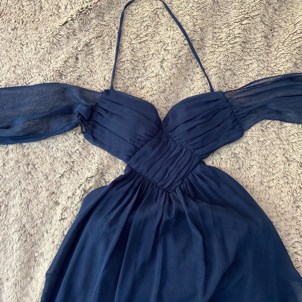 Dark blue long sheet dress